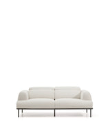 2-Sitzer-Sofa Aurum aus ecrufarbener Chenille mit verstellbarem Kopfteil und mattgrauer Metallbasis 210 cm FSC Mix Credit von Kave Home – Produktbild 1