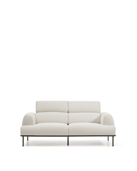 2-Sitzer-Sofa Aurum aus ecrufarbener Chenille mit verstellbarem Kopfteil und mattgrauer Metallbasis 210 cm FSC Mix Credit von Kave Home – Produktbild 5