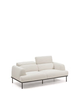 2-Sitzer-Sofa Aurum aus ecrufarbener Chenille mit verstellbarem Kopfteil und mattgrauer Metallbasis 210 cm FSC Mix Credit von Kave Home – Produktbild 6