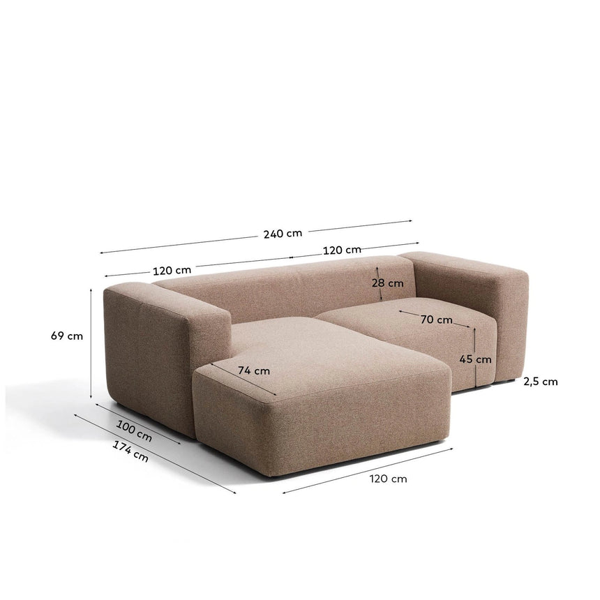 2-Sitzer-Sofa Blok mit Chaiselongue links in Chenille, 240 cm, FSC Mix Credit von Kave Home – Bild 3