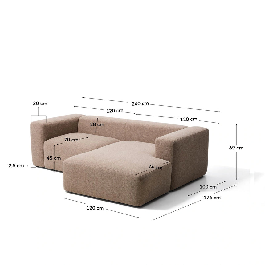 2-Sitzer-Sofa Blok mit Chaiselongue rechts in Chenille, 240 cm, FSC Mix Credit von Kave Home – Bild 3