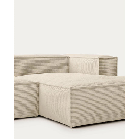 2-Sitzer-Sofa Blok mit dickem Cord in Naturfarbe und Chaiselongue rechts 240 cm FSC Mix Credit von Kave Home – Produktbild 3