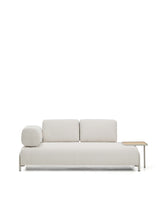 2-Sitzer-Sofa Compo aus Chenille in Ecru, großes Tablett mit Eichenfurnier und beiges Metallgestell 200 cm FSC Mix Credit von Kave Home – Produktbild 1