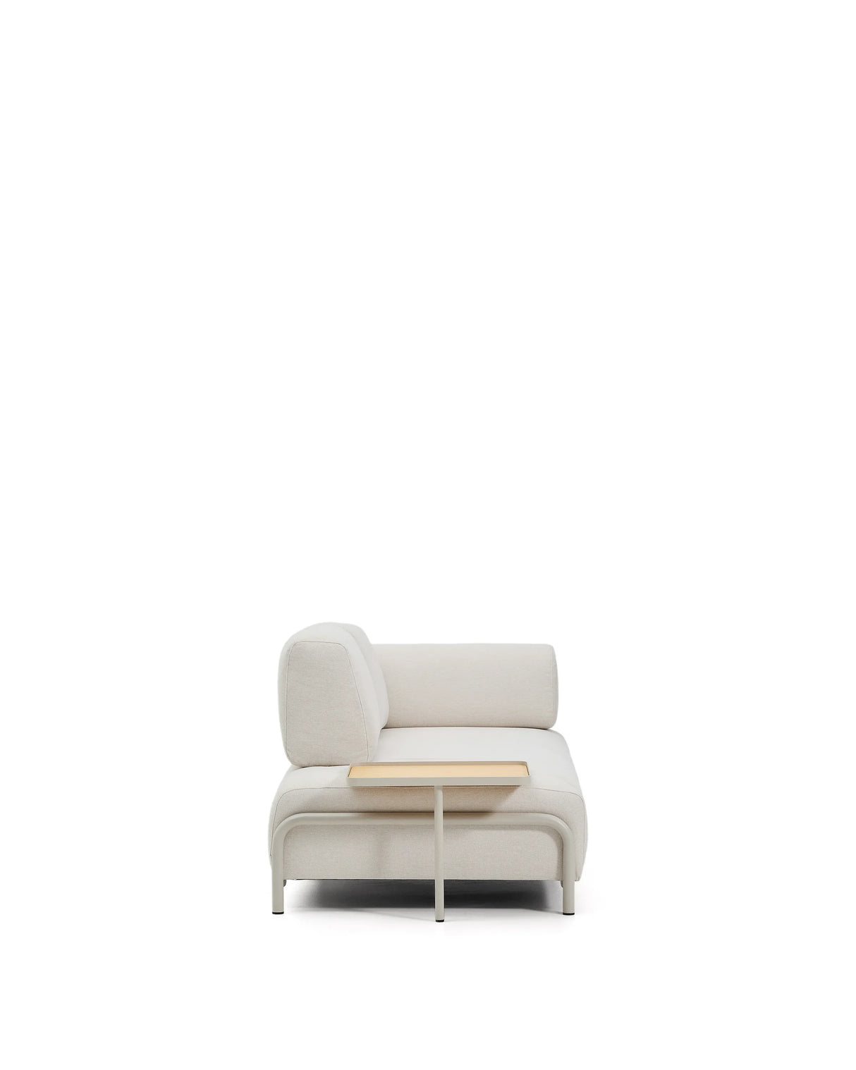 2-Sitzer-Sofa Compo aus Chenille in Ecru, großes Tablett mit Eichenfurnier und beiges Metallgestell 200 cm FSC Mix Credit von Kave Home – Produktbild 5