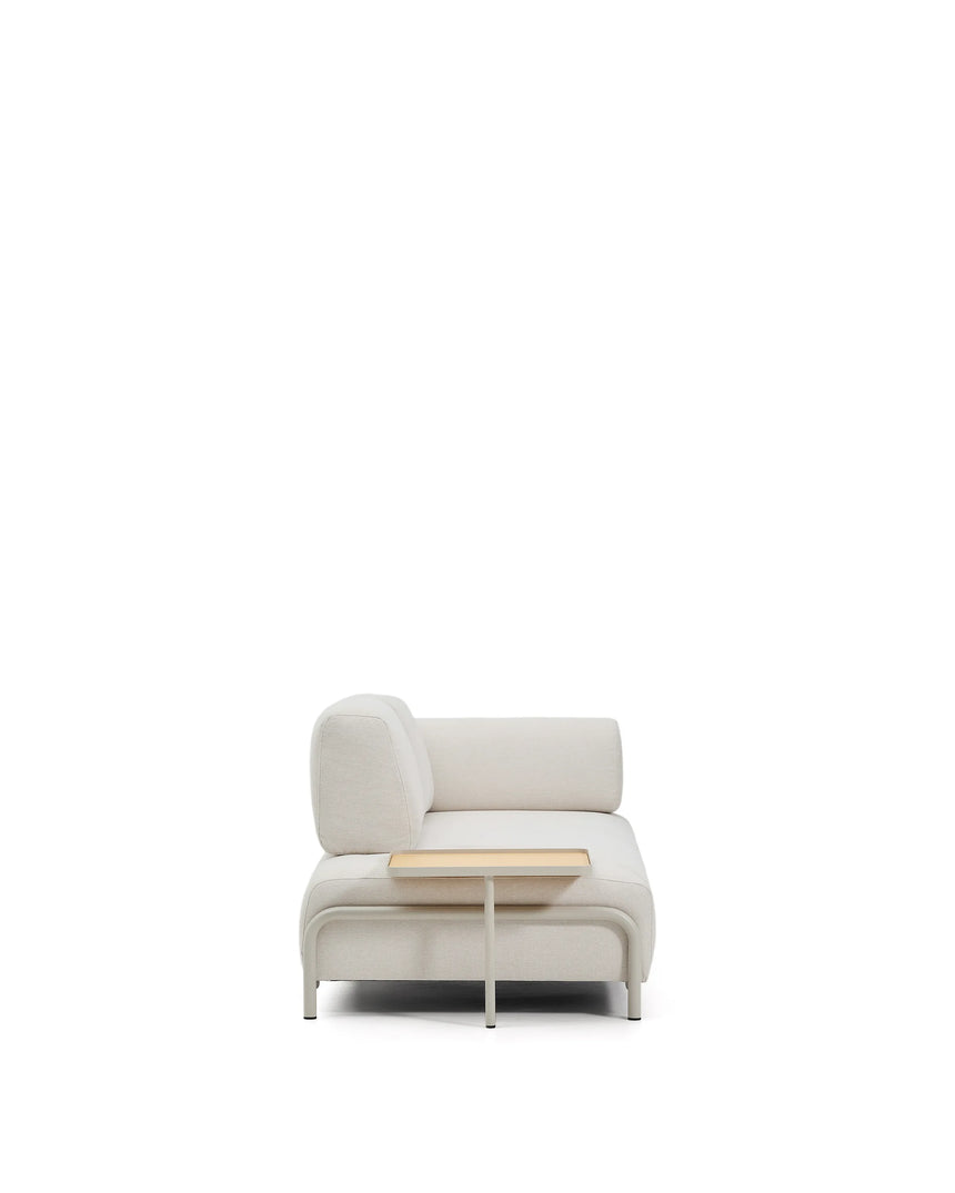 2-Sitzer-Sofa Compo aus Chenille in Ecru, großes Tablett mit Eichenfurnier und beiges Metallgestell 200 cm FSC Mix Credit von Kave Home – Produktbild 5
