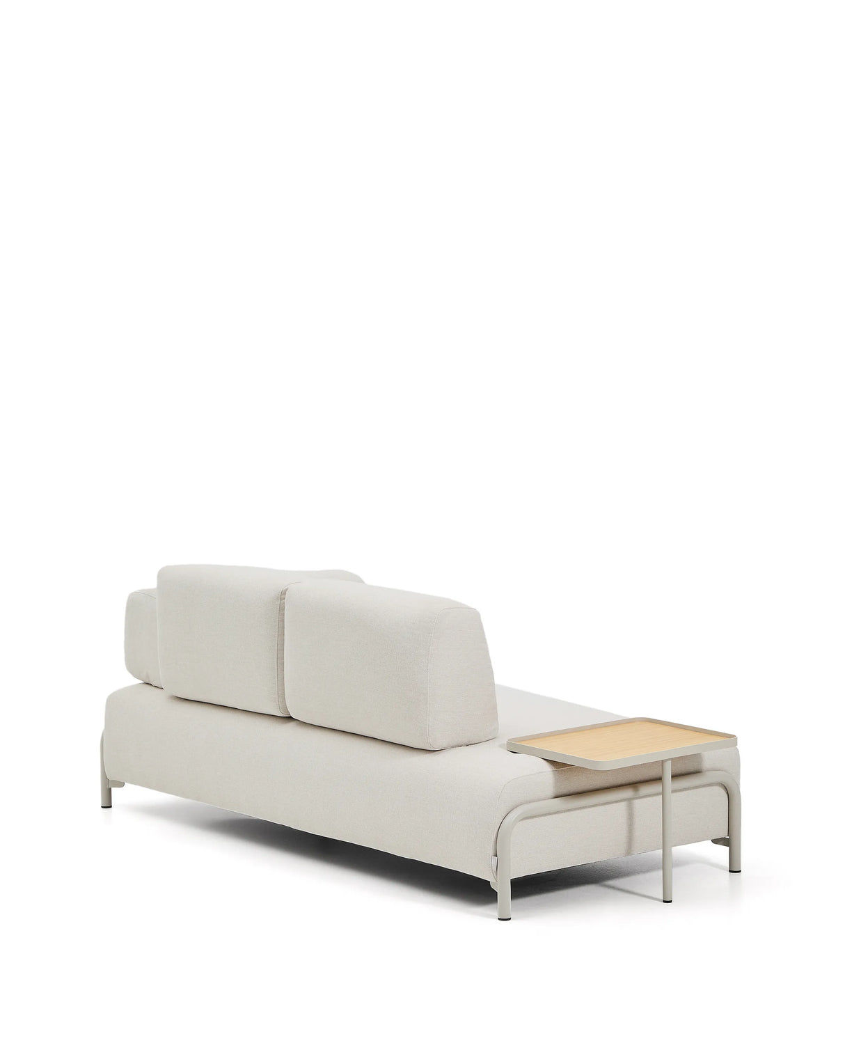 2-Sitzer-Sofa Compo aus Chenille in Ecru, großes Tablett mit Eichenfurnier und beiges Metallgestell 200 cm FSC Mix Credit von Kave Home – Produktbild 6