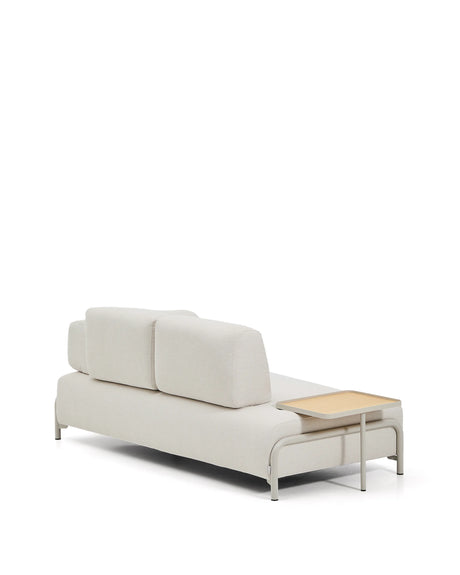 2-Sitzer-Sofa Compo aus Chenille in Ecru, großes Tablett mit Eichenfurnier und beiges Metallgestell 200 cm FSC Mix Credit von Kave Home – Produktbild 6