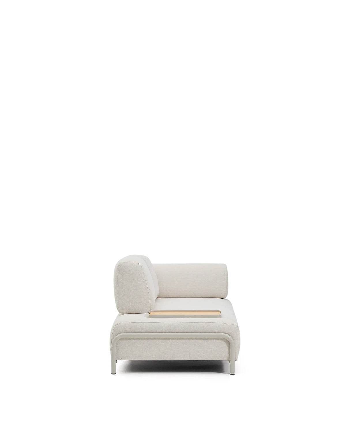 2-Sitzer-Sofa Compo aus Chenille in Ecru, kleines Tablett mit Eichenfurnier und beiges Metallgestell 200 cm FSC Mix Credit von Kave Home – Produktbild 4