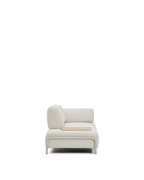 2-Sitzer-Sofa Compo aus Chenille in Ecru, kleines Tablett mit Eichenfurnier und beiges Metallgestell 200 cm FSC Mix Credit von Kave Home – Produktbild 4