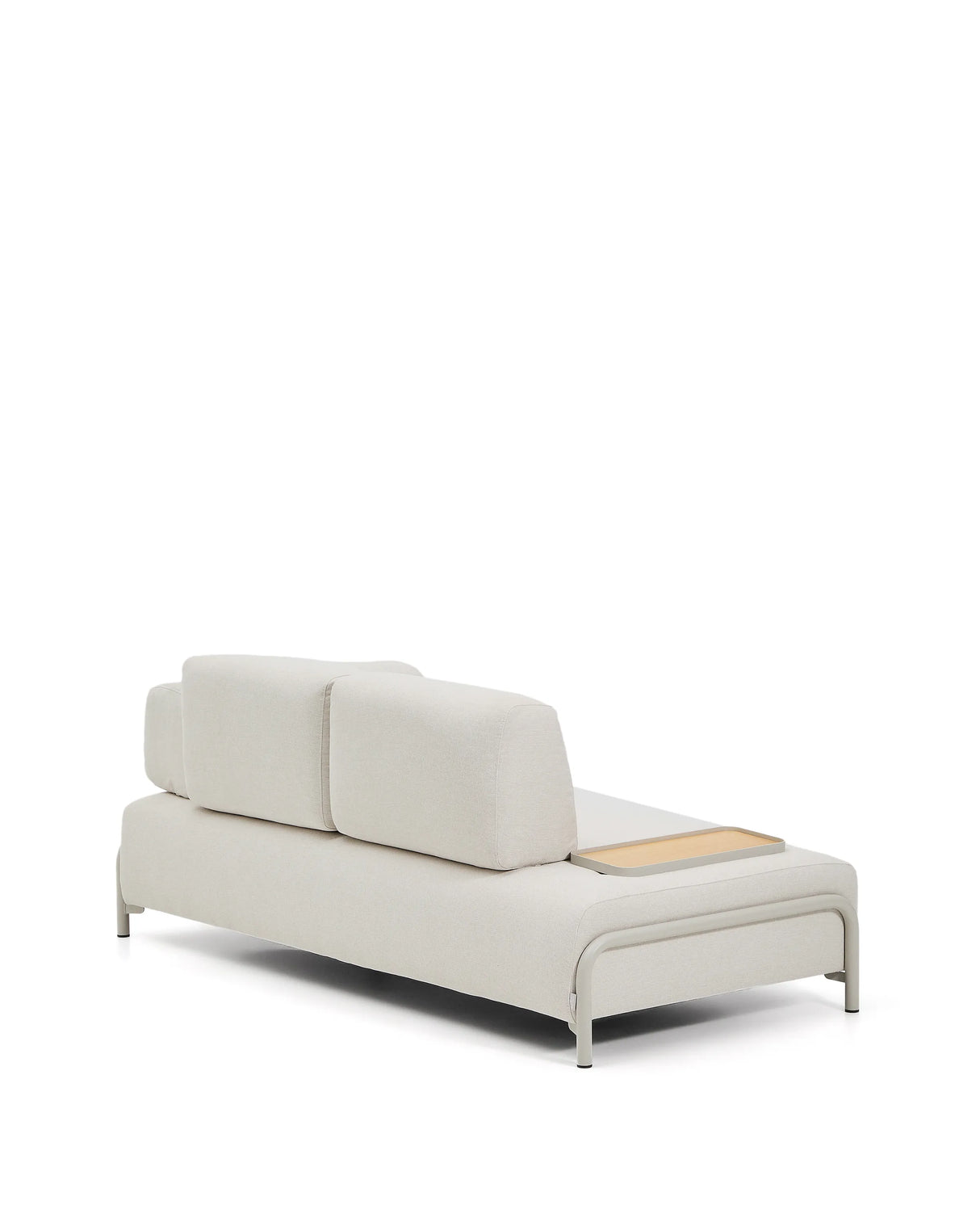 2-Sitzer-Sofa Compo aus Chenille in Ecru, kleines Tablett mit Eichenfurnier und beiges Metallgestell 200 cm FSC Mix Credit von Kave Home – Produktbild 5