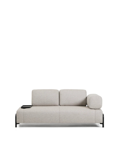 2-Sitzer-Sofa Compo in Graubeige mit kleinem Tablett und schwarzem Metallgestell 200 cm FSC Mix Credit von Kave Home – Produktbild 1