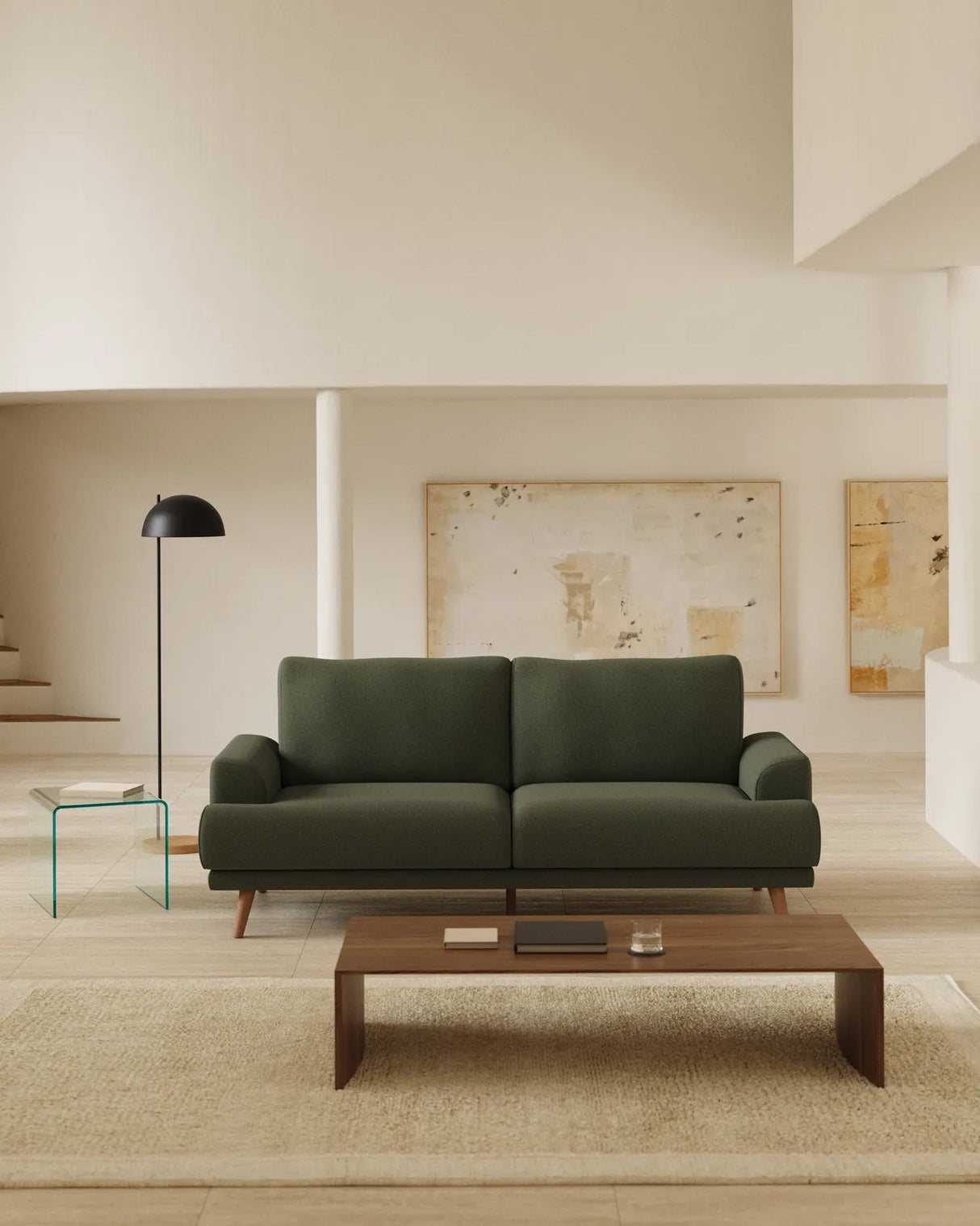 2-Sitzer-Sofa Karin aus Chenille mit Beinen aus massivem Buchenholz mit walnussfarbener Oberfläche 210 cm von Kave Home – Bild 2