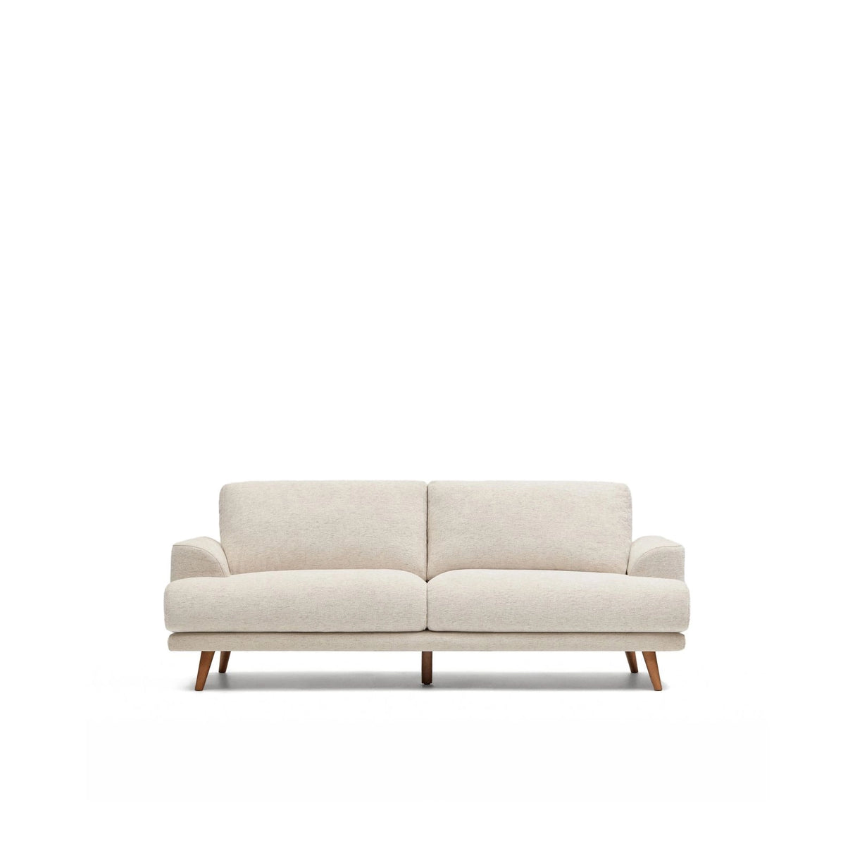 2-Sitzer-Sofa Karin aus beiger Chenille mit Beinen aus massivem Buchenholz mit walnussfarbener Oberfläche 210 cm von Kave Home – Bild 1