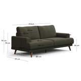 2-Sitzer-Sofa Karin aus dunkelgrüner Chenille mit Beinen aus massivem Buchenholz 210 cm von Kave Home – Produktbild 3