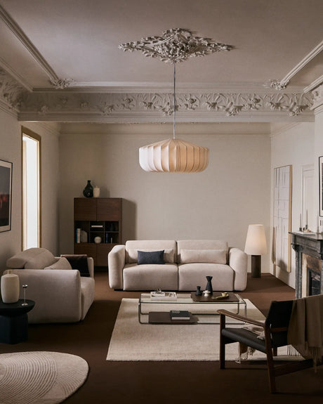 2-Sitzer-Sofa Lares mit elektrisch ausfahrbaren Sitzen und verstellbarer Kopfstütze in beiger Chenille, 150 cm von Kave Home – Bild 5