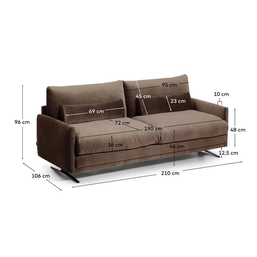 2-Sitzer-Sofa Veliro aus Samt mit Stahlbeinen in schwarzer Ausführung, 210 cm, FSC Mix Credit von Kave Home – Bild 3