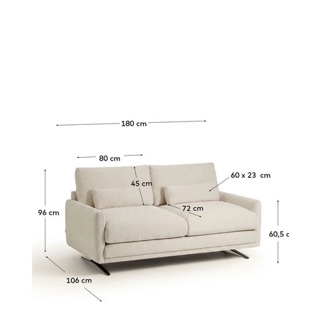 2-Sitzer-Sofa Veliro aus Samt oder Chenille mit schwarzen Stahlbeinen, 180 cm FSC Mix Credit von Kave Home – Bild 3