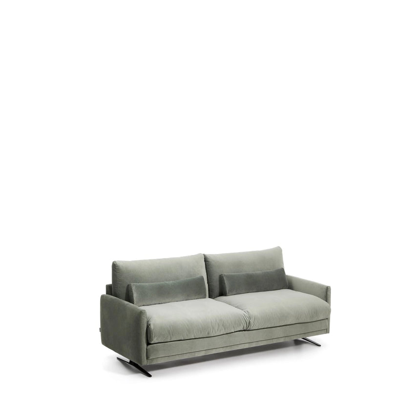 2-Sitzer-Sofa Veliro aus grünem Samt mit Stahlbeinen in schwarzer Ausführung, 210 cm FSC Mix Credit von Kave Home – Bild 5
