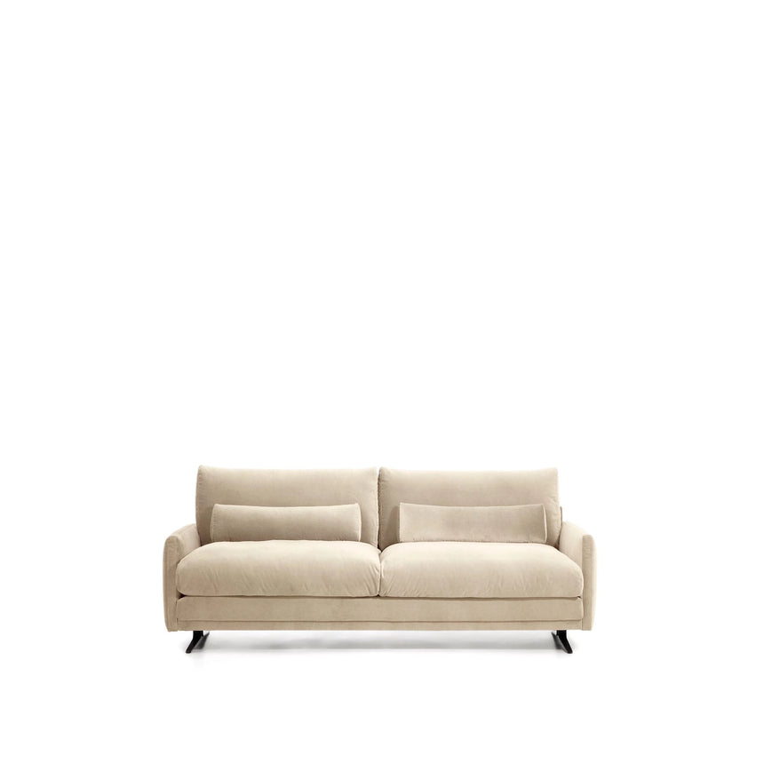 2-Sitzer-Sofa Veliro aus perlfarbenem Samt mit Stahlbeinen in schwarzer Ausführung, 210 cm, FSC Mix Credit von Kave Home – Bild 1