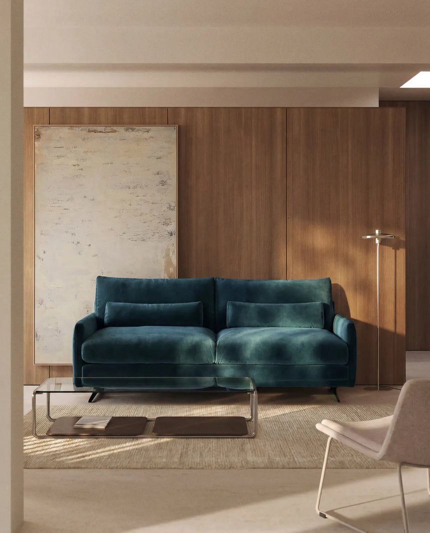 2-Sitzer-Sofa Veliro, schwer entflammbar, mit Samt und Stahlbeinen mit schwarzem Finish, 210 cm, FSC Mix Credit von Kave Home – Bild 2