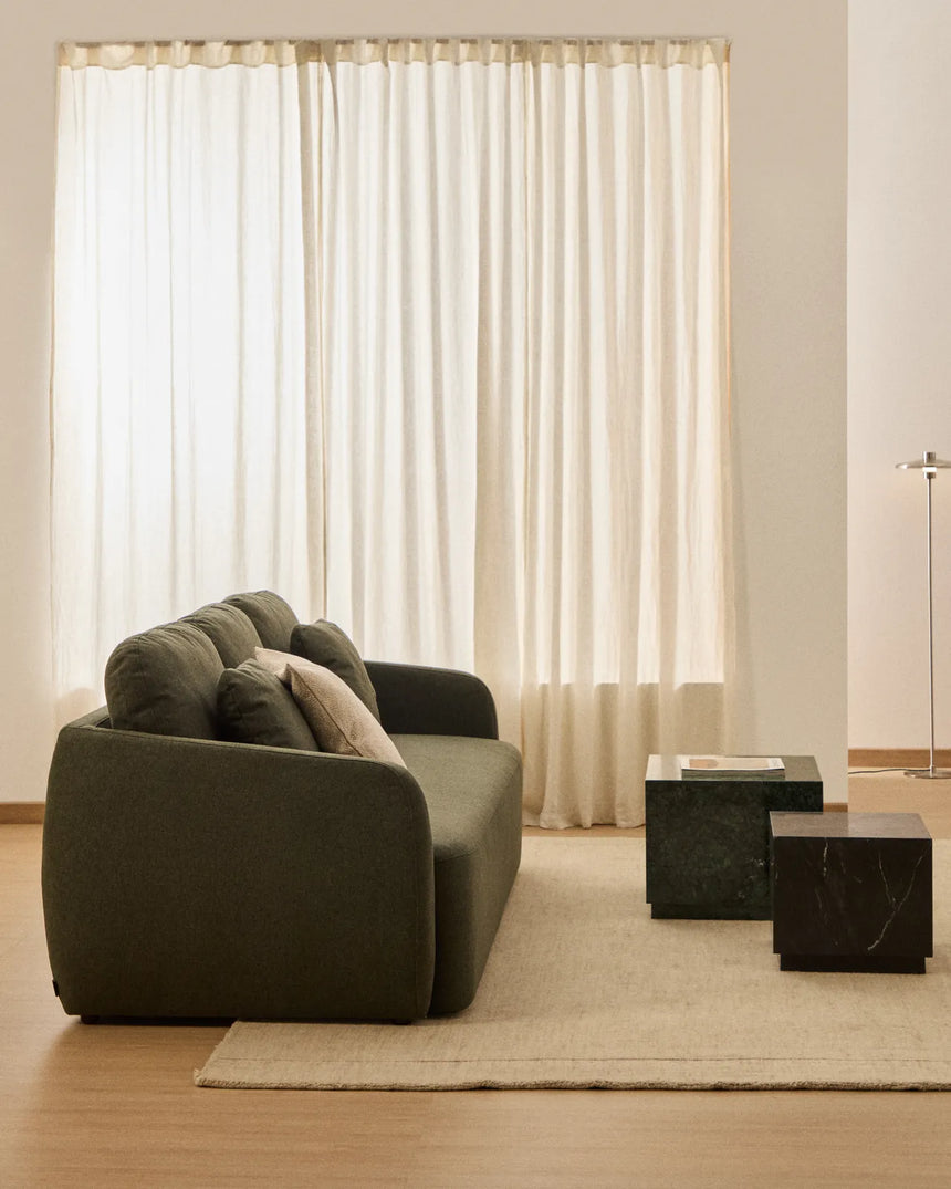 3-Sitzer-Bettsofa Laira in dunkelgrüner Chenille, 218 cm, FSC Mix Credit von Kave Home – Bild 3