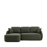 3-Sitzer-Bettsofa Laira in dunkelgrüner Chenille und Chaiselongue links, 246 cm, FSC Mix Credit von Kave Home – Produktbild 1