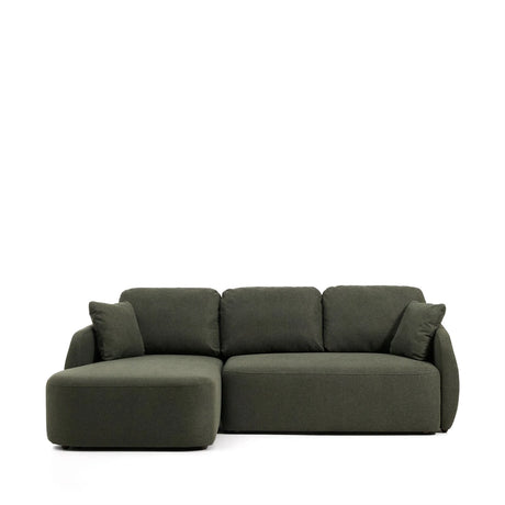 3-Sitzer-Bettsofa Laira in dunkelgrüner Chenille und Chaiselongue links, 246 cm, FSC Mix Credit von Kave Home – Produktbild 1