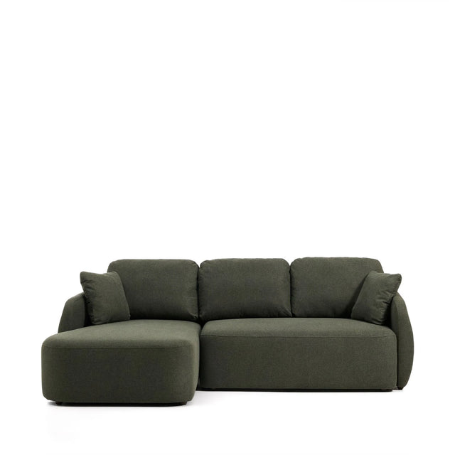 3-Sitzer-Bettsofa Laira in dunkelgrüner Chenille und Chaiselongue links, 246 cm, FSC Mix Credit von Kave Home – Produktbild 1