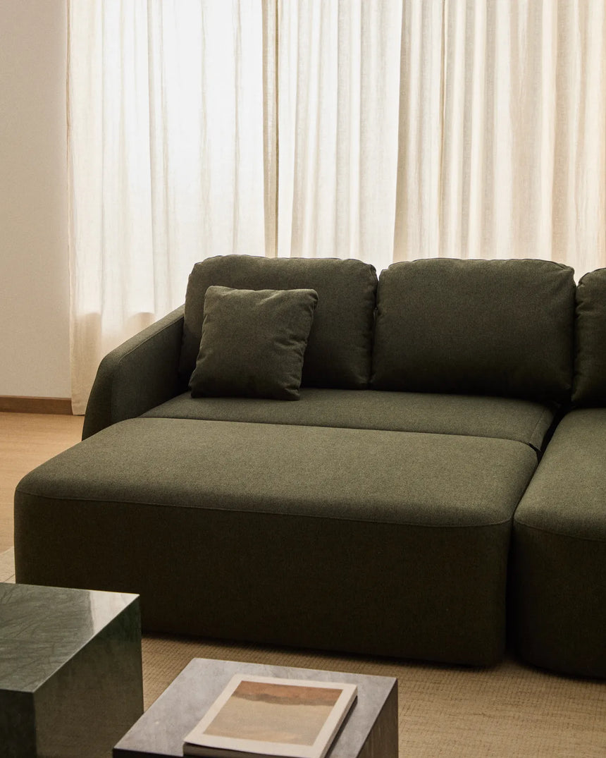 3-Sitzer-Bettsofa Laira in dunkelgrüner Chenille und Chaiselongue rechts, 246 cm, FSC Mix Credit von Kave Home – Bild 2