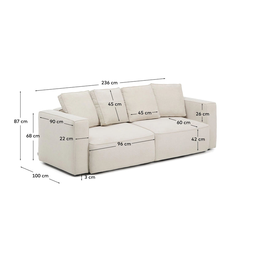 3-Sitzer Bettsofa Marela in beiger Chenille, 236 cm, FSC Mix Credit von Kave Home – Bild 4
