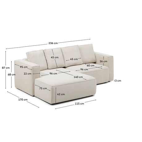 3-Sitzer Bettsofa Marela mit Chaiselongue links in beiger Chenille, 236 cm, FSC Mix Credit von Kave Home – Bild 5