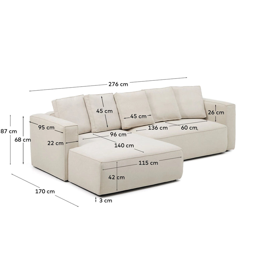 3-Sitzer Bettsofa Marela mit Chaiselongue links in beiger Chenille, 276 cm, FSC Mix Credit von Kave Home – Bild 4