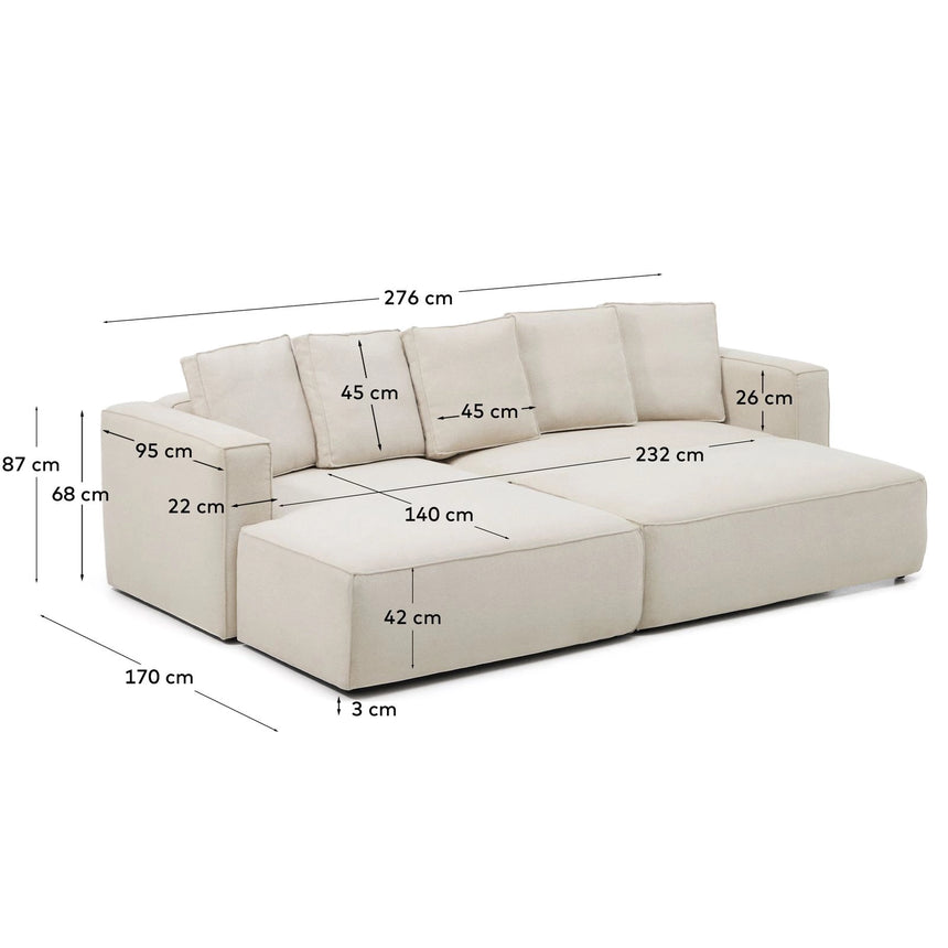 3-Sitzer Bettsofa Marela mit Chaiselongue links in beiger Chenille, 276 cm, FSC Mix Credit von Kave Home – Bild 5