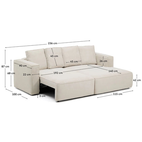 3-Sitzer Bettsofa Marela mit Chaiselongue rechts in beiger Chenille, 236 cm, FSC Mix Credit von Kave Home – Bild 5