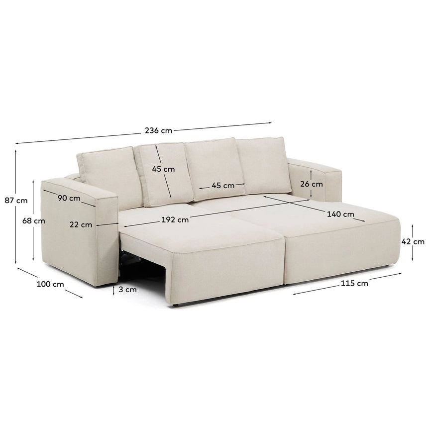 3-Sitzer Bettsofa Marela mit Chaiselongue rechts in beiger Chenille, 236 cm, FSC Mix Credit von Kave Home – Bild 5