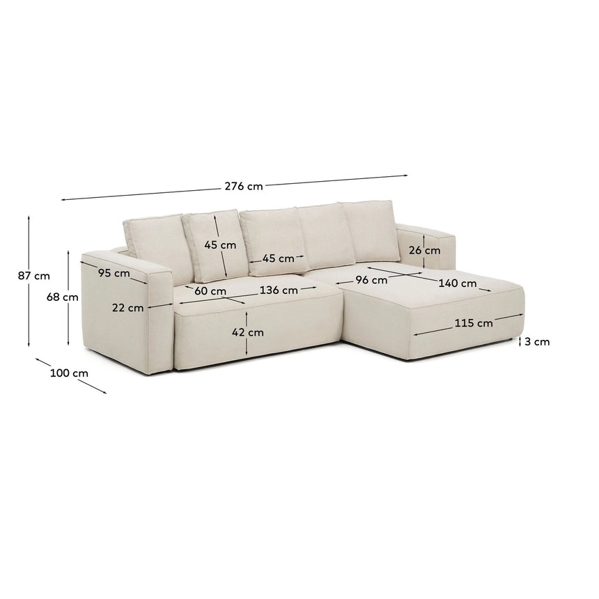 3-Sitzer Bettsofa Marela mit Chaiselongue rechts in beiger Chenille, 276 cm, FSC Mix Credit von Kave Home – Bild 4