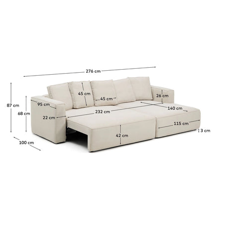 3-Sitzer Bettsofa Marela mit Chaiselongue rechts in beiger Chenille, 276 cm, FSC Mix Credit von Kave Home – Bild 5