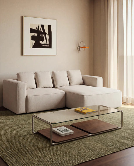 3-Sitzer-Bettsofa Marela mit aufklappbarer Chaiselongue rechts in Ecru, 236 cm, FSC Mix Credit von Kave Home – Bild 2