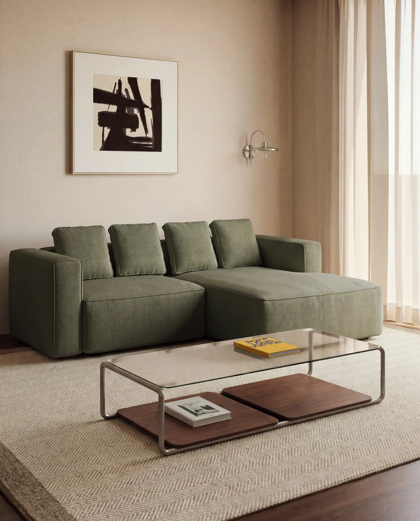 3-Sitzer-Bettsofa Marela mit aufklappbarer Chaiselongue rechts in Grün, 236 cm, FSC Mix Credit von Kave Home – Bild 2