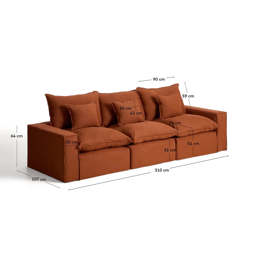 3-Sitzer-Modularsofa Anarela mit abnehmbarem Bezug aus 100 % Leinen, 310 cm, FSC Mix Credit von Kave Home – Bild 4