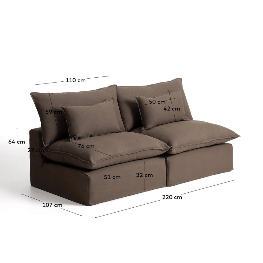 3-Sitzer-Modularsofa Anarela mit abnehmbarem Bezug aus 100 % Leinen in Taupe, 220 cm, FSC Mix Credit von Kave Home – Bild 4