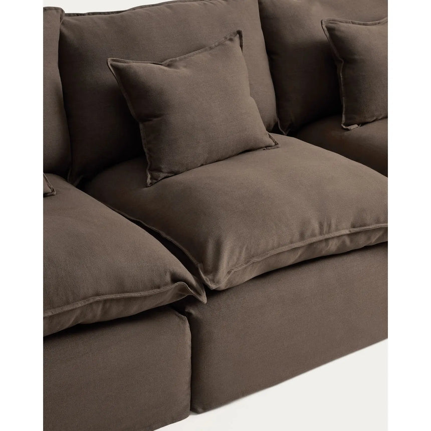 3-Sitzer-Modularsofa Anarela mit abnehmbarem Bezug aus 100 % Leinen in Taupe, 310 cm, FSC Mix Credit von Kave Home – Bild 7