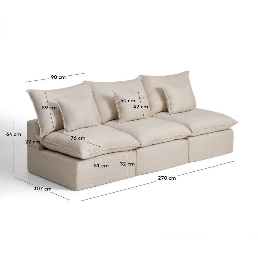 3-Sitzer-Modularsofa Anarela mit abnehmbarem Bezug aus Leinen und Viskose in Beige, 270 cm, FSC Mix Credit von Kave Home – Bild 5