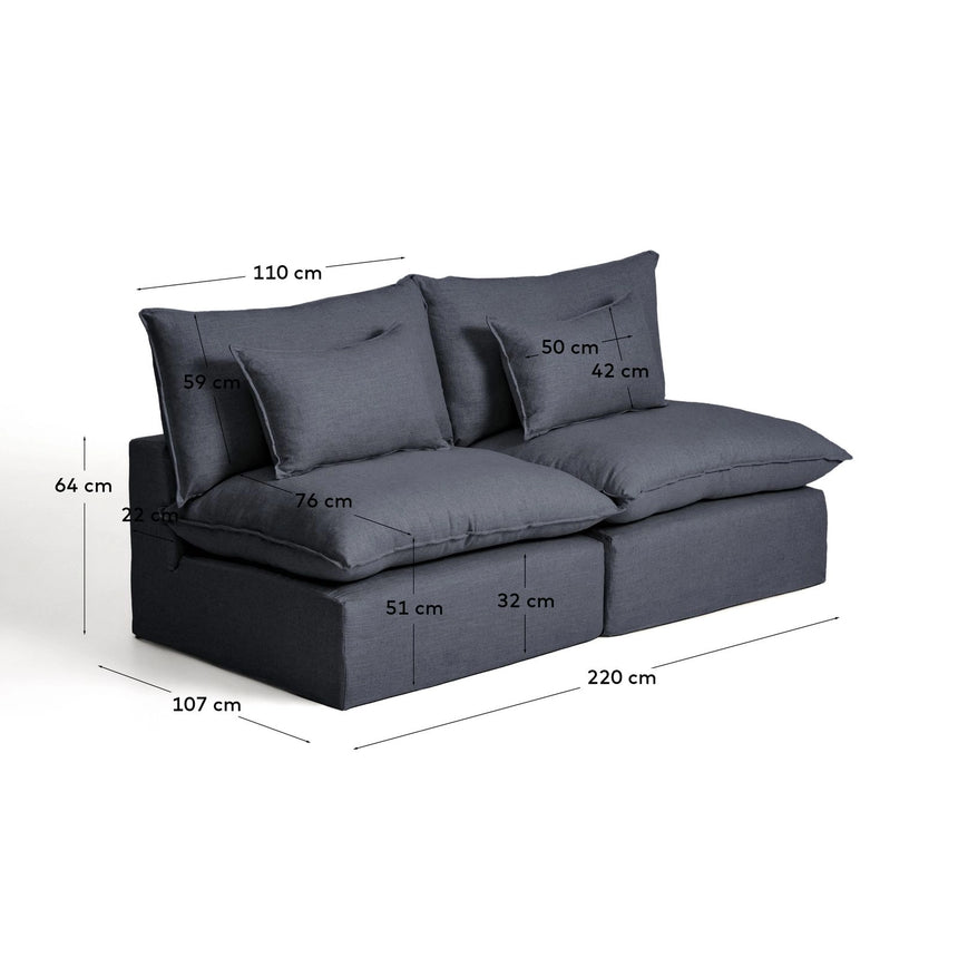 3-Sitzer-Modularsofa Anarela mit abnehmbarem Bezug aus Leinen und Viskose in Dunkelgrau, 220 cm, FSC Mix Credit von Kave Home – Bild 4
