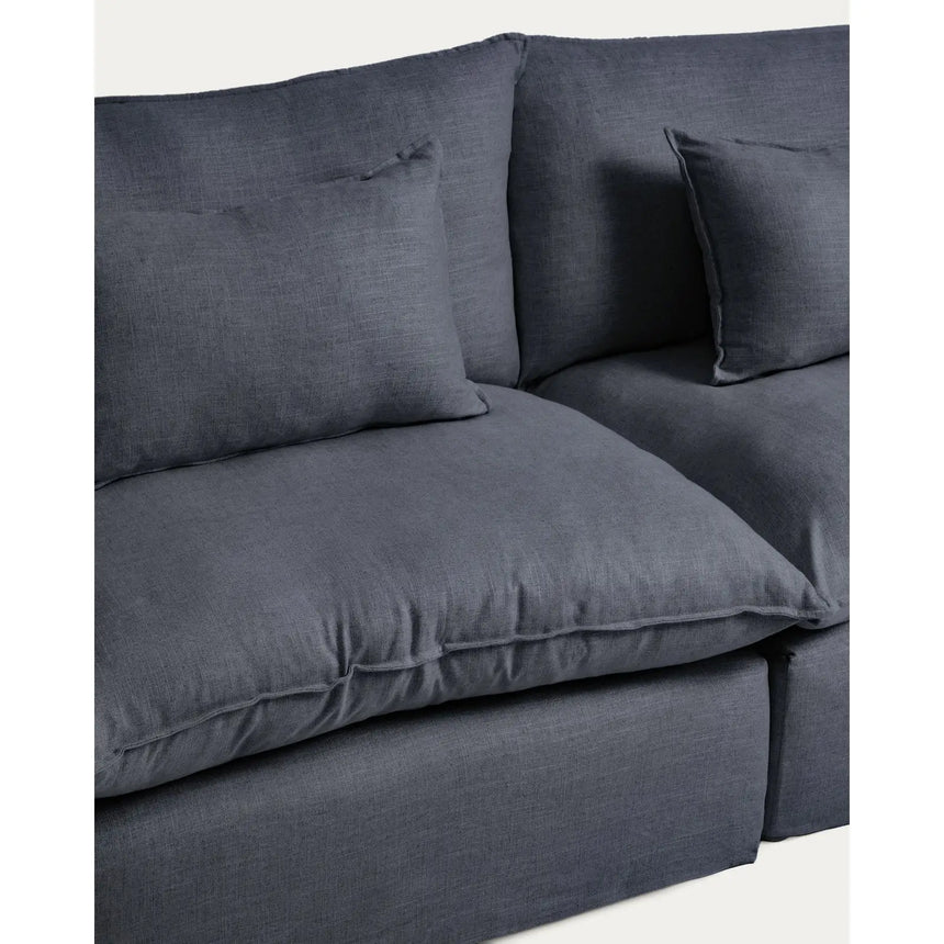 3-Sitzer-Modularsofa Anarela mit abnehmbarem Bezug aus Leinen und Viskose in Dunkelgrau, 220 cm, FSC Mix Credit von Kave Home – Bild 7