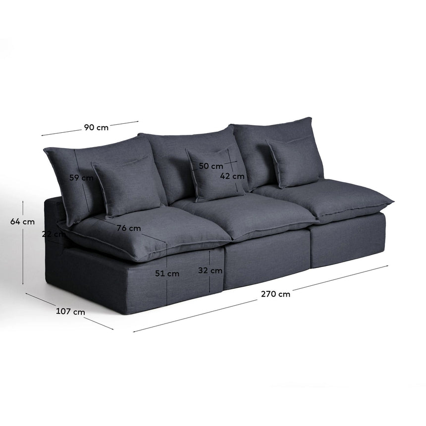 3-Sitzer-Modularsofa Anarela mit abnehmbarem Bezug aus Leinen und Viskose in Dunkelgrau, 270 cm, FSC Mix Credit von Kave Home – Bild 5
