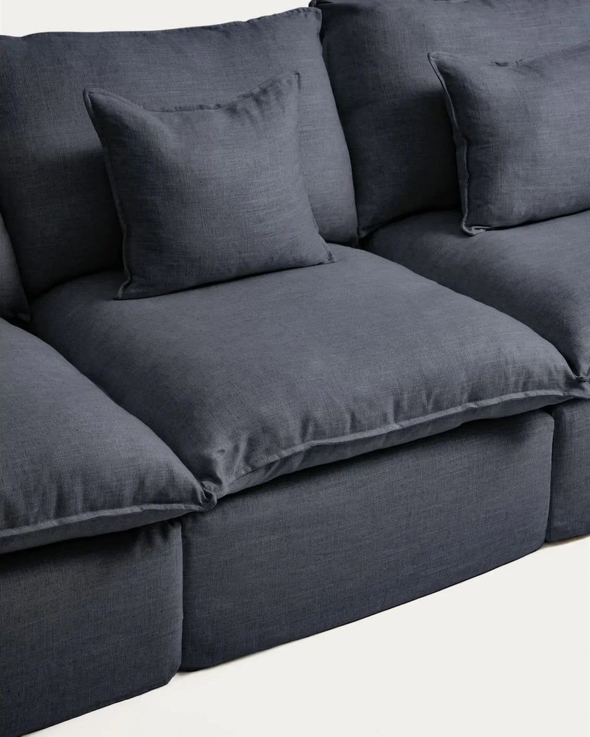 3-Sitzer-Modularsofa Anarela mit abnehmbarem Bezug aus Leinen und Viskose in Dunkelgrau, 310 cm, FSC Mix Credit von Kave Home – Bild 5