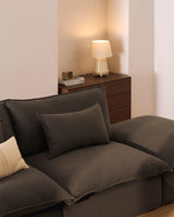 3-Sitzer-Modularsofa Anarela mit abnehmbarem Bezug und Randmodul aus 100 % Leinen in Taupe, 310 cm, FSC Mix Credit von Kave Home – Bild 3