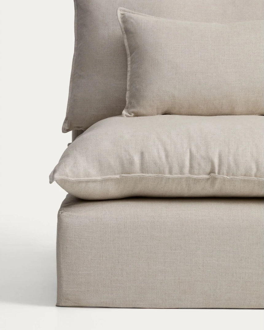 3-Sitzer-Modularsofa Anarela mit abnehmbarem Bezug und Randmodul aus Leinen und Viskose, 310 cm, FSC Mix Credit von Kave Home – Bild 5