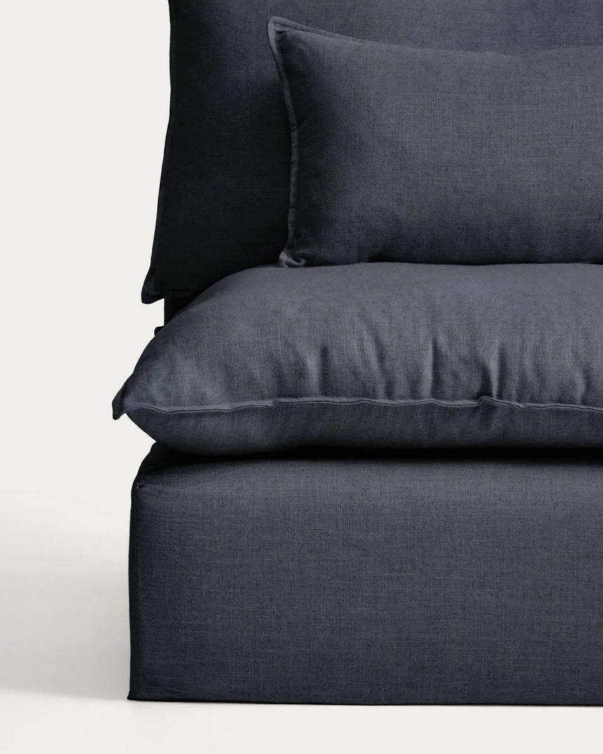 3-Sitzer-Modularsofa Anarela mit abnehmbarem Bezug und Randmodul aus Leinen und Viskose in Dunkelgrau, 310 cm, FSC Mix Credit von Kave Home – Bild 4